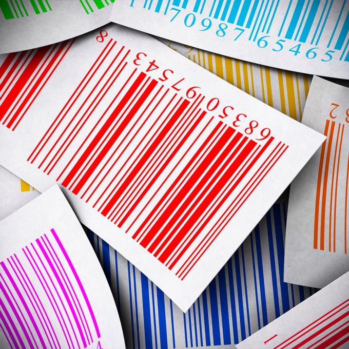 Mehrere farbige Barcode-Etiketten